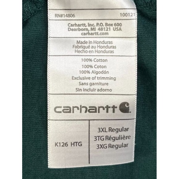 Carhartt Pocket T-Shirt Long Sleeve Men's 3XL Green Logo Crew Neck K126 - Picture 5 of 7